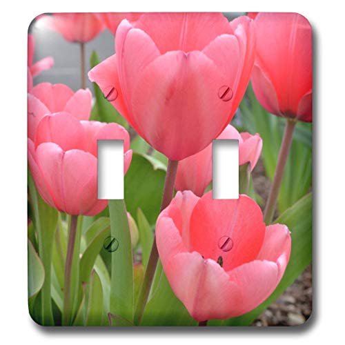 Interruptor de palanca doble de diseño tulipanes rosa 3dRose lsp_22955_2 acabado Premium 2