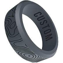 Personalized Topographic Rings Beveled Silicone Ring, Topographical Band, Topo Map Rings