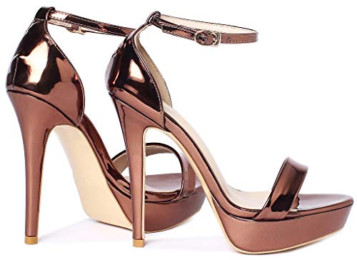 YooPrettyz Women Metallic Ankle Strap Platform High Heels Model Dress Sandals3