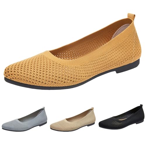 Women's Flats Shoes Women Comfortable Pointed Toe Flats Ballet Mesh Knit Flat Dressy Slip on Business Casual Dress Shoes for Women Breathable Knitted Memory Foam Non-Slip Dance Shoe4