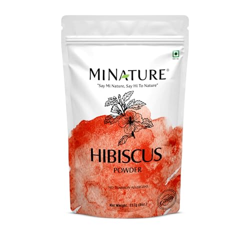 Mi Nature 100% Pure Hibiscus (Gudhal) Powder 227g | 100% Natural (Sabdariffa) Powderfor Hair Care, Face Pack, Tea & DIY Herbal Remedies