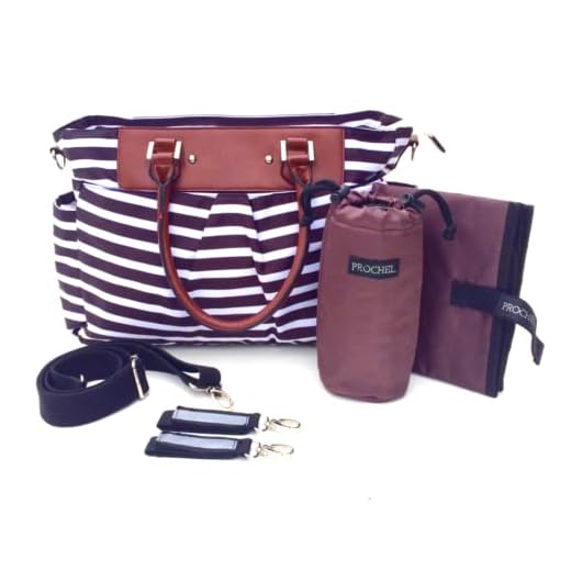 Prochel Diaper Bag Purse Style Crossbody Organizing Tote Messenger for Women Mom Baby Boys Girls, Large Maternity Bag Set Baby Bag Over Shoulder, Black White Stripes Chic Luxury Design