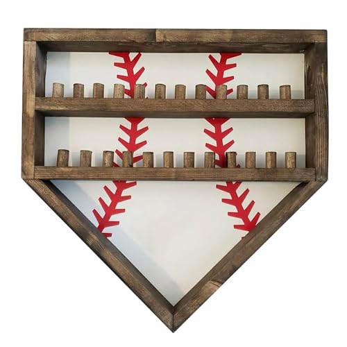 Personalized Championship Ring Display Case - 24 Post Wooden Baseball Softball Ring Holder Wall Mount Trophy Medal Showcase for Kids Motivation (White)