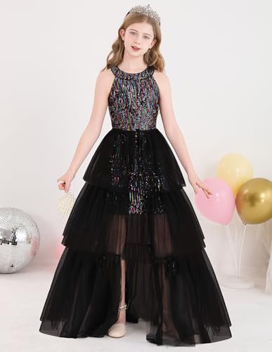 Girls' Special Occasion Dresses Pageant Sequin for Birthday Party Graduation Formal Dresses Size 10-12 Black2