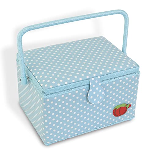 image for Dritz Large Kit, Aqua Dots Filled Sewing Basket