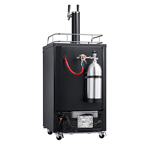 SMETA Full Size Keg Beer Cooler Refrigerator Kegerator Draft Beer Dispenser Dual Tap Tower without Digital Display