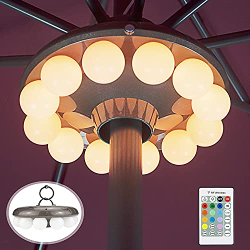 BIGMONAT Patio Umbrella Light Outdoor with RF Remote Controll/Hanging Lights of...