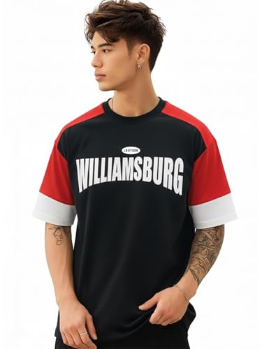 Image of LEOTUDE Men Polycotton Classy Look Regular Fit Round Neck Half Sleeve Tshirt| Colorful Oversized Fit T-Shirt for Mans