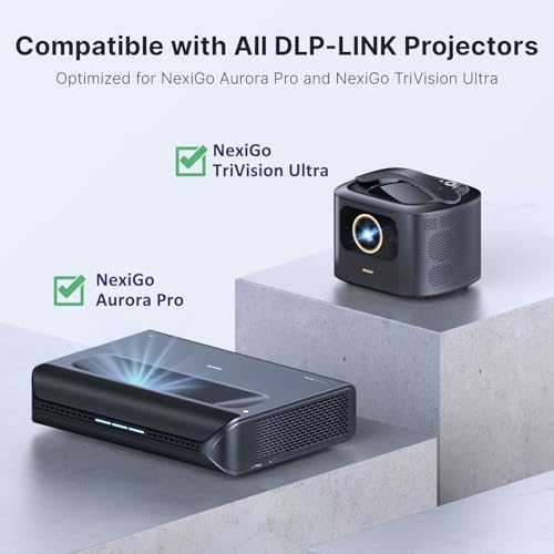 NexiGo DLP Link 3D Glasses, Rechargeable 3D Active Shutter Glasses compatible Aurora Pro, TriVision Ultra, Nova Mini (Black - 2Pack) - Thumbnail 6