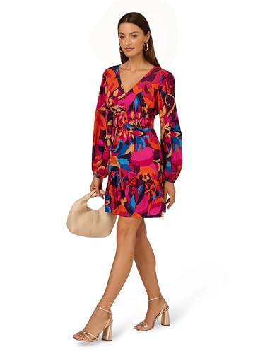 Image of Adrianna Papell Printed Short Flounce Dress