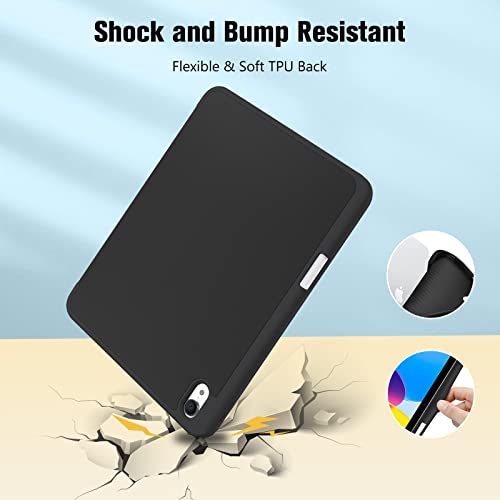 ProCase for iPad (A16) 11th Generation 11 Inch 2025/ iPad 10th Generation 10.9 Inch 2022 Case with Pencil Holder, Hybrid Cover with Soft TPU Back, Supports Touch ID, Auto Wake/Sleep -Black by ProCase - Image 6