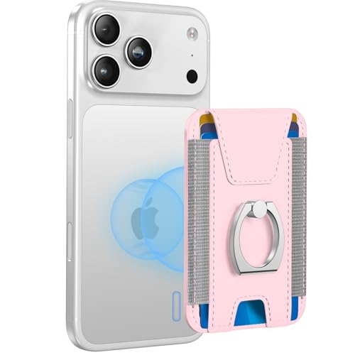 Image of For Magsafe Wallet with Grip, 6-Card Holder, Stronger Magnetic Card Wallet Holder for iPhone 16 /15, iPhone 14 /13 /12 Series, Leather Magnetic Phone Wallet with Privacy Flap, RFID Blocking, Pink