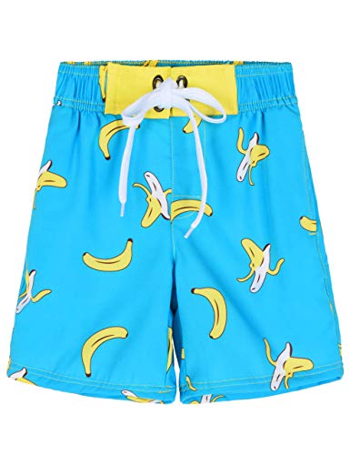 ninovino Boys Bathing Suit Boys Swim Trunks UPF 50+ Quick Dry Striped Boys Swim Shorts,Yellow&Blue Floral,12