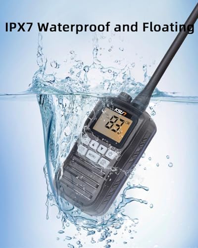 Image of KSUN Handheld Two-Way VHF Marine Radio, NOAA Weather, Portable Marine Radios, Floating IPX7 Waterproof, International Channel, Vibration Drainage, Boat Two Way Radio, Backlit for Kayak Fishing,1 Pack