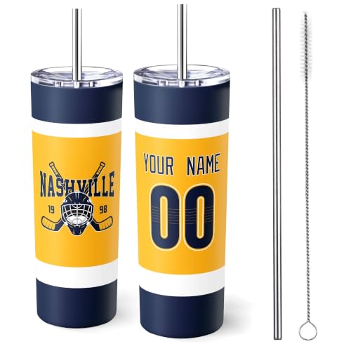 Image of ANTKING Nashville Tumbler 20oz Travel Mug Custom Name Number Gifts | Stainless Steel Insulated Coffee Cup for Men Women