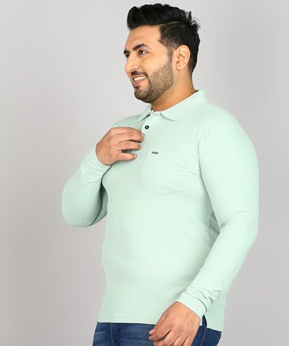 Image of INKKR Plus Size Men's Solid Polo Neck Full Sleeve T-Shirts