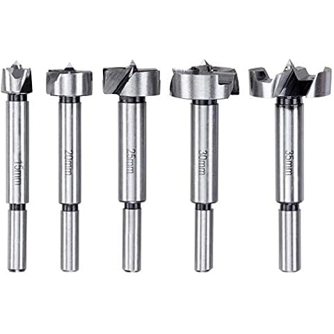 kwb Forstner-Bohrer-Set, 5-teilig für Holz 15 - 35 mm mit abgedrehtem Schaft, für Hart- Weichholz Cover