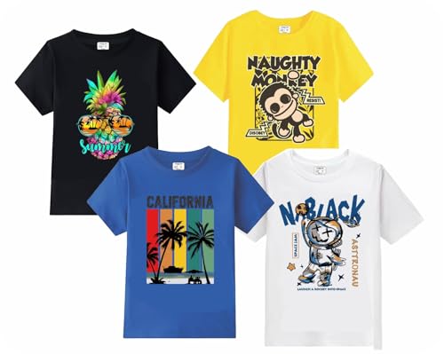 MOTHER'S BLESS Boys Round Neck Printed Blended Cotton Tshirt -Com...