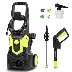 Electric Pressure Washer, Power Washer, Max 4000 PSI 1.8 GPM Pressure Washer with Spray Gun 4 Nozzle Adapter Soap Tank for Cleaning Car Driveway Garden Patio Fence