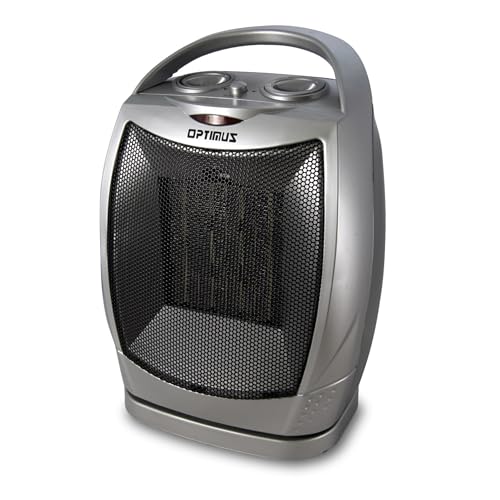 Optimus H-7247 1500-Watt Portable Oscillating Ceramic Heater, Silver (93578897M)