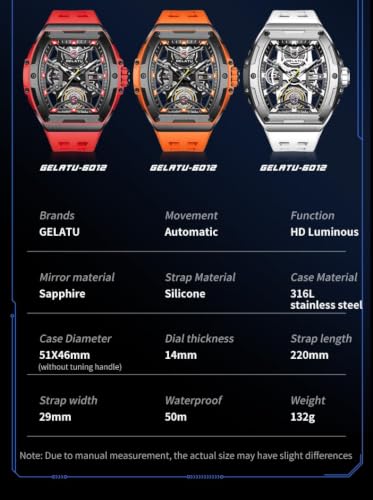 Image of OLEVS Luxury Watches for Men Black Mechanical Wrist Watch Self Winding Automatic Tourbillon Watches Skeleton Waterproof Mens Wrist Watch