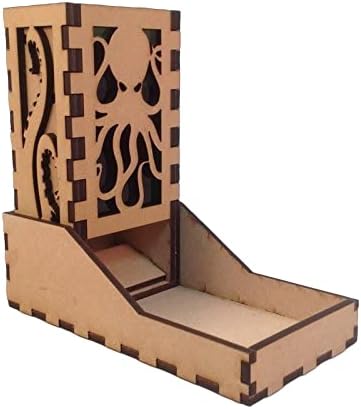 Cthulhu Mini Dice Tower v1 Green Acrylic Window Laser Cut MDF Unique Green