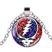Grateful Dead Band-Halskette, modisch, Regenbogen-Schädel, Rock-and-Roll-Musik-Themen-Anhänger, Glaskuppel, lange Kette, Gothic-Schmuck