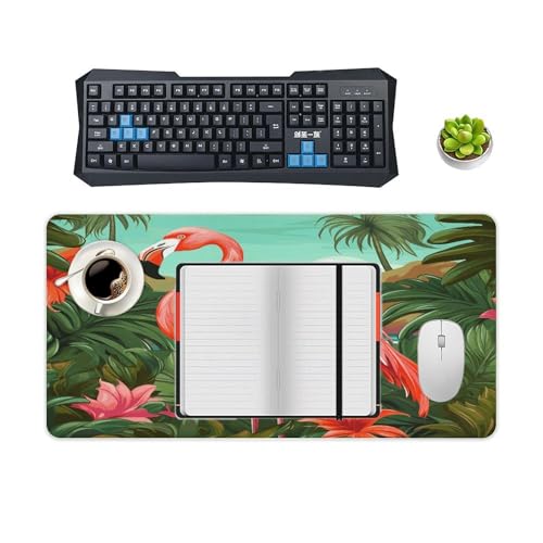 Tropical Flamingo Desk Pad con base de goma, grande, para juegos miniatura 4