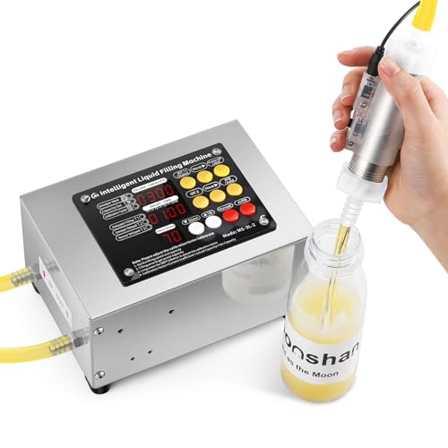 Moonshan Liquid Filling Machine 1-100 Fl Oz Bottle Filler Machine with Handheld Control Switch Intelligent Control Ports Diaphragm Pump Digital Control for Wine, Essence, Glass Detergent