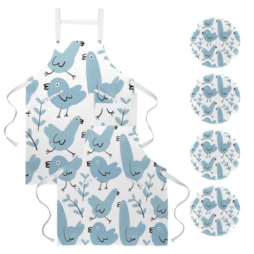 Tablier de cuisine pour bar et restaurant anti-taches avec 4 broches pratiques