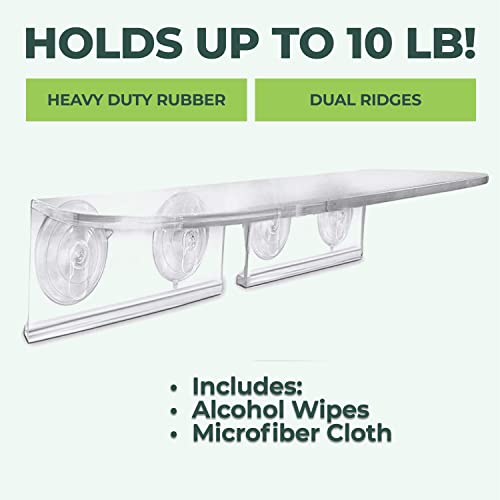 Image of Window Garden Double Veg Ledge - Window Shelf for Plants, Clear Acrylic Shelves - Suction Cup Indoor Plant Holder - Glass Window Sill Extender for Microgreens Kit, Planters (1 Pack)