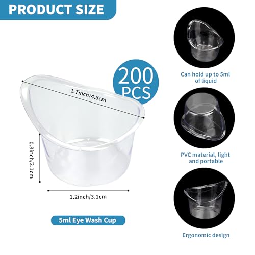 Image of souG 200pieces 5ml Eye Wash Cup Plastic Eye Flush Cleaning Cups Portable Disposable Measuring Cup Portable Eye Bath Washer Cleaning Cups for Eye Rinse and Flush