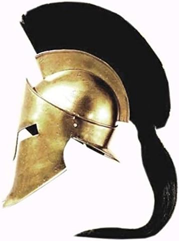 THOR INSTRUMENTS Halloween Spartan Helmet King Leonidas 300 Movie Helmet Replica Role Play Black Plume Rustic Vintage Home Decor Gifts, Antique Brass, Large