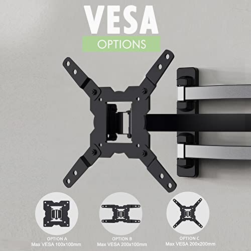 TV Wandhalterung für 16-46 Zoll Bildschirme VESA 75x75 bis 200x200mm Schwenkbare Neigbare und Ausfahren für LED, OLED, Flach & Curved Wandhalter Fernsehers - Max Last 20 kg – Bild 7