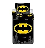 Jerry Fabrics Batman The Emblem - Juego de Ropa de Cama Individual | Funda nórdica de 140 x 200 cm + Funda de Almohada Grande de 70 x 90 cm | Ropa de Cama Reversible ultrasuave y Transpirable | 100%