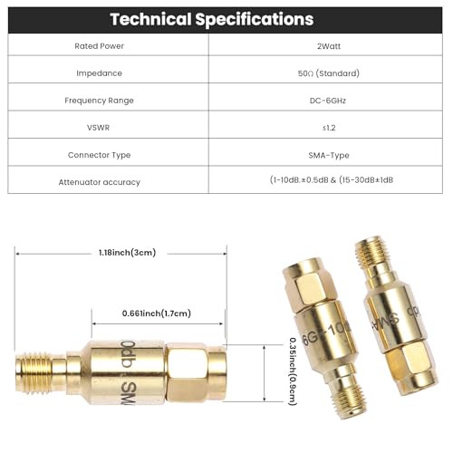 BECEN Atenuador SMA 6dB 2W DC-6GHz miniatura 7