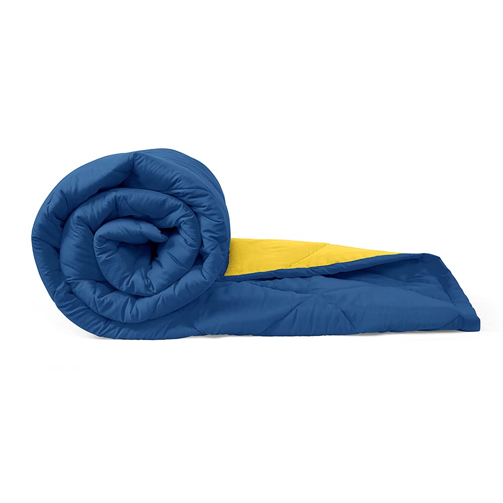 Wakefit Comforter Single Bed | 220 GSM | Quilt AC Blanket for Single Size Bed | Reversible Super Soft Microfiber Blanket | 90x60 Inches - Teal & Yellow