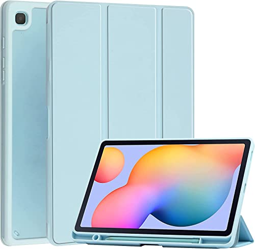 VOVIPO Slim Case for Samsung Galaxy Tab S6 Lite 10.4 inch 2022 (SM-P613/P619) & 2020 (SM-P610/P615) Shockproof Cover with Clear Transparent Back Shell with S Pen Holder-Blue