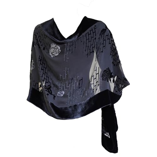 Silk Base Burn-out Velvet Shawl, 72