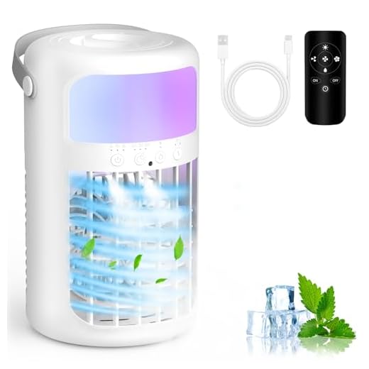 Portable Air Conditioner, 2025 Upgraded 4-IN-1 Ultra-Quiet Design Portable AC Unit with 2 Cool Mist & Speeds1500ml Remote Control Air Conditioner Evaporative for Home,Office,Bedroom, Camping