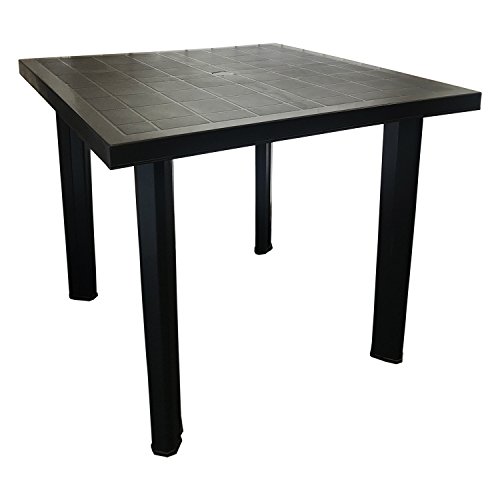 Mojawo Bistrotisch - Kunststoff - 80x75cm Campingtisch - Anthrazit - eckig - Balkontisch - Gartentisch - Terrassentisch