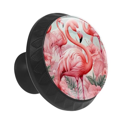 Boutons ronds en cristal flamants roses pour décorer la chambre à coucher et le dressing - 3