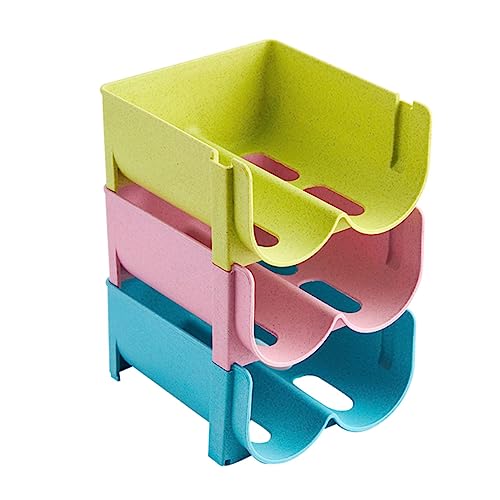 CIYODO Stackable Beer Bottle Rack 3pcs Non-skid Fall Drink Box Storage Container Refrigerator Organizer Drinks
