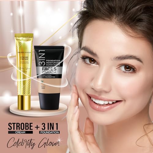 Image of FACES CANADA Strobe Cream Mini- Gold, 18ml | Primer + Highlighter + Moisturizer | Shea Butter & Hyaluronic Acid | Intense Hydration | Flawless Radiant Dewy Skin | Illuminating & Glowing Makeup Base