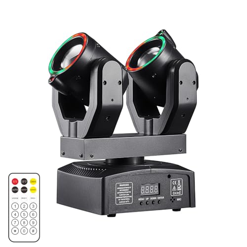 Moving Head LED 200W Beam Discolicht Partylict 21CH Bühnenlicht Disco Licht für Partykeller Hochzeit Club(Zwei schwenkbare Lichtköpfe)