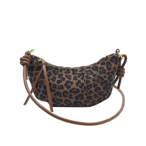 Image of Leopard Print Crescent Bag for Women Cheetah Print Hobo Crescent Crossbody Bag Casual Vintage Sling Half Moon Bag