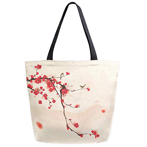 ZzWwR Stylish Cherry Blossoms Birds Painting Print Extra Large Canvas Market Beach Travel