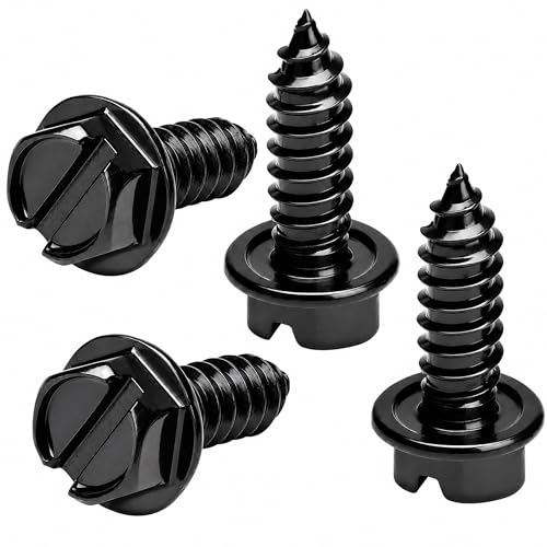 Image of OttoSpeed Rustproof License Plate Screws (4-Pack, Black-Slotted)