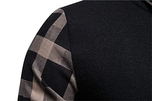 Men Collar Plaid Fake 2 Piece Sweater Fashion Fake Long Sleeve Shirt Sweater Knit Contrast Color Striped Shirt4