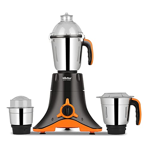 SURYA FLAME 750-Watt Thunder Mixer Grinder with 3 Stainless Steel Jars (Black), 69 Ounce